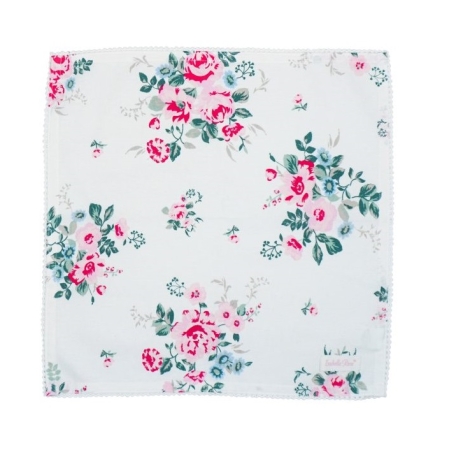 Stoffserviette Lisa mit Rosen und Häkelborte
